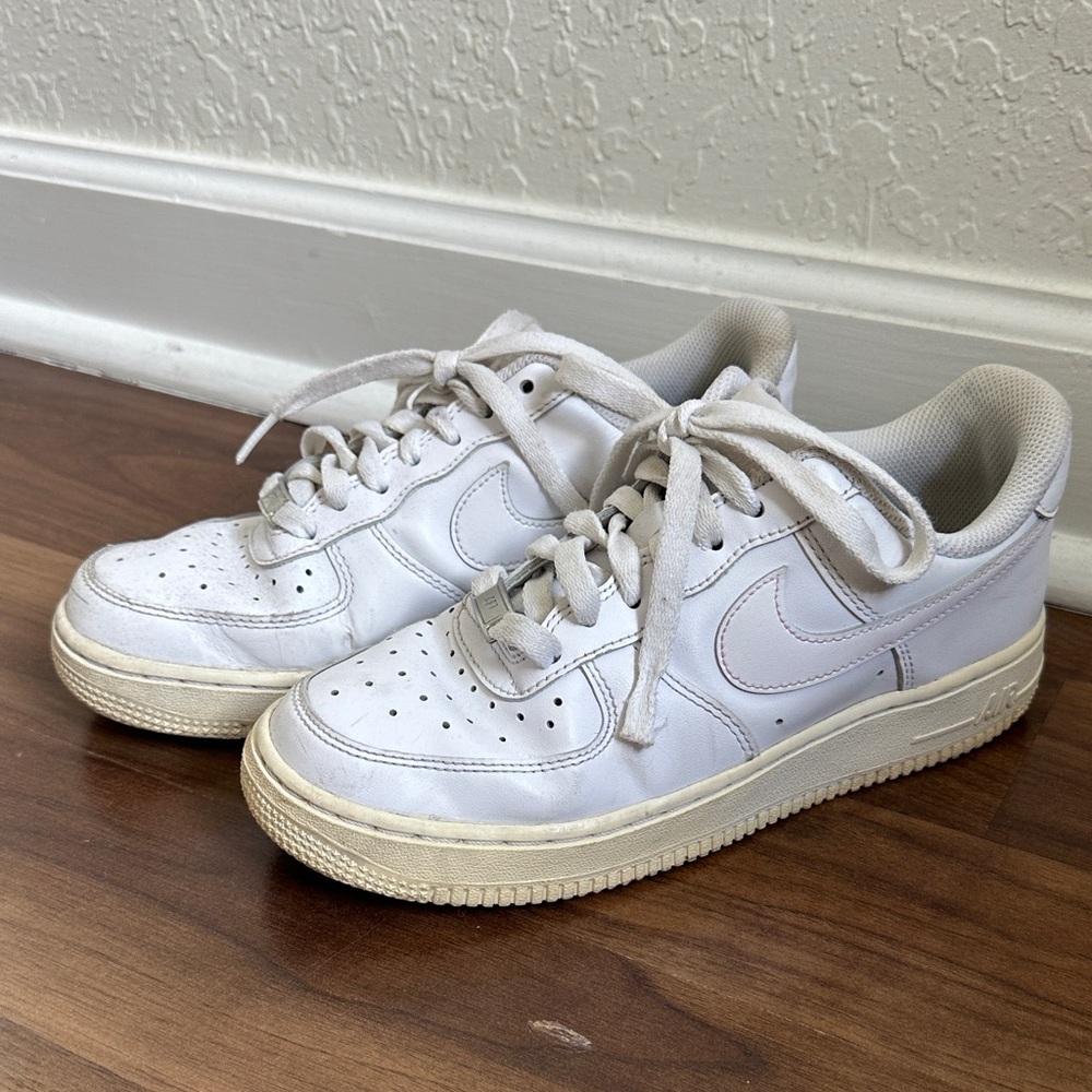 Nike Air Force One White Low-Top Leather Swoosh Sneakers